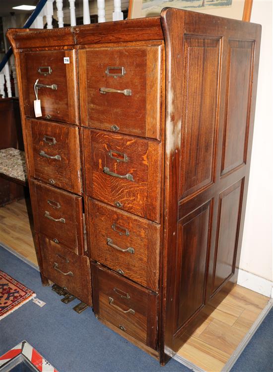 A 1920s oak filing cabinet, W.85cm H.136cm